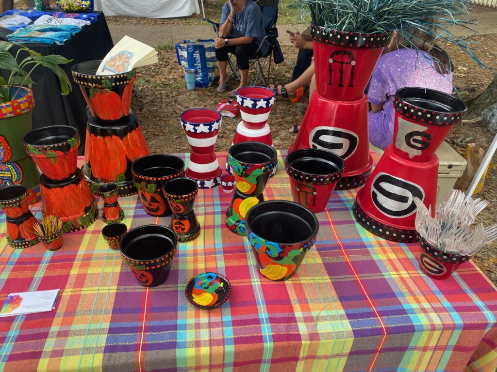 Display of hand painter terracotta pots